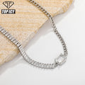 INS Hot Selling Stainless Steel Alloy Gem Zircon baguette CZ Women Bling Clavicle Chain Luxury Necklace Accessories Jewelry