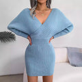 2024 Spring New Fashion Casual V Neck Pleated Long Sleeve Lady Elegant Women Dresses