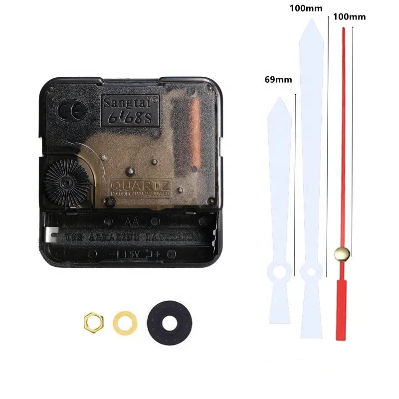 100 Pieces 1.5V  AA Battery -Operated Quiet Quartz Clock Motor Movement With Metal Hand for Home Decor Wall Clock