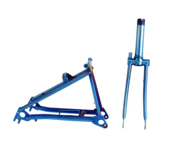 Ninghao Titanium Front Fork & Rear Triangle for 16-Inch Wheel Disc Brake Folding Bicycle-Lightweight