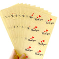 100pcs/pack Cute Round THANK YOU with Red Heart Sealing Label Transparent Kraft Sticker Baking DIY Gift Stickers Labels