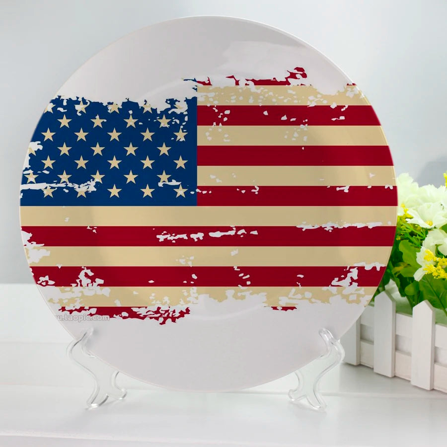 Topjlh 3D Sublimation White Ceramic Dinner Plates Custom Printed Porcelain Stoneware Dishes Set New Sales Promotion