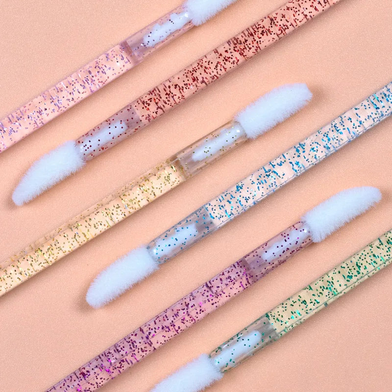 Custom Logo Glitter Rod Lip Scrub Brush Lipstick Lip Gloss Wand Applicator Brush Cotton Wands Applicator Make up Tool