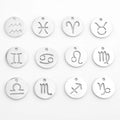 Print Logo Stainless Steel Metal Pendant Round Spacer Beads Necklace Bracelets Zodiac Charm