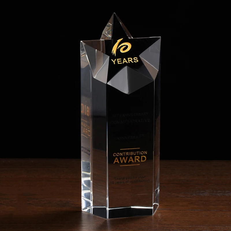 Custom Cheap Clear Crystal Star Trophy Award Glass Trophies Awards