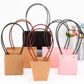 Custom Your Own Logo Biodegradable Eco Friendly Print Pink Brown Floral Craft Packaging Kraft Bag Water Resist Flowers Bouquet