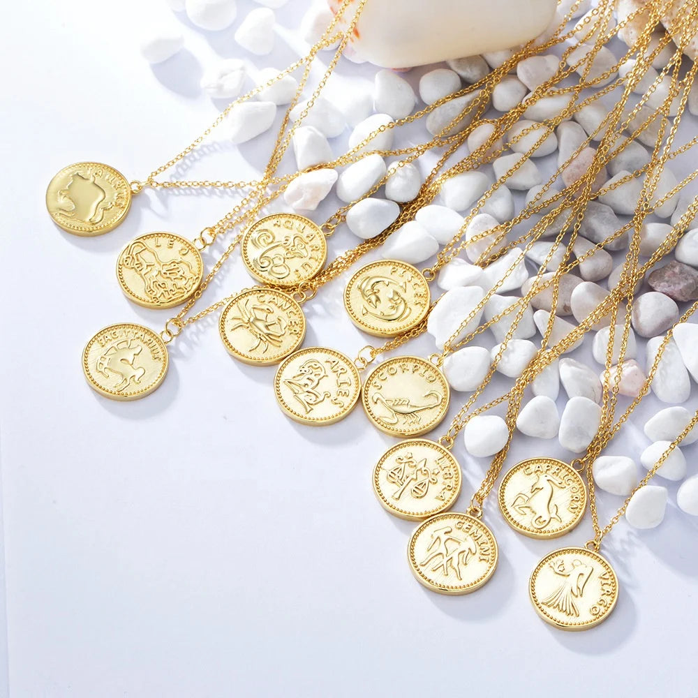 New Arrival S925 Zodiac Sign Necklace with 18k Gold Plating Good Quality Zodiac Necklace