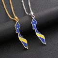 Enameled Curacao Island Map Chain Necklaces Stainless Steel 18K Gold Plated Enamel Curacao National Flag Map Pendant Necklace