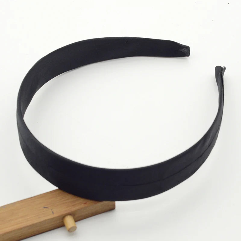 3.0cm Black Satin Reversion Covered Plastic Headbands Fabric Wrapped Inside Hair Hoops  for DIY Knotted Bow Hairbands