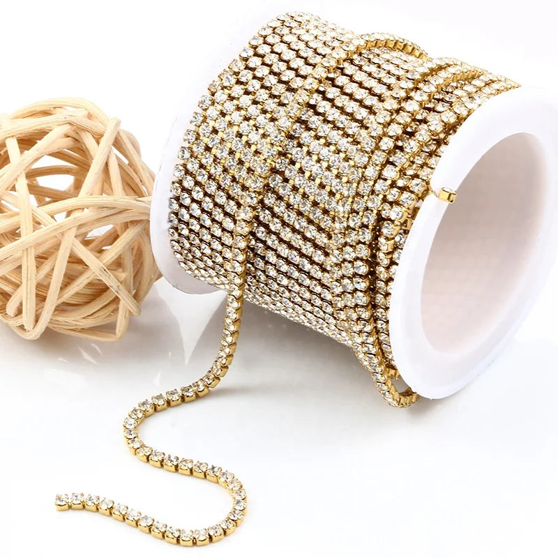 DIY Fashion Necklace Diamond Chain Chain 18k Gold Plated Stainless Steel Tennis Chain Jewelry Findings Making Components