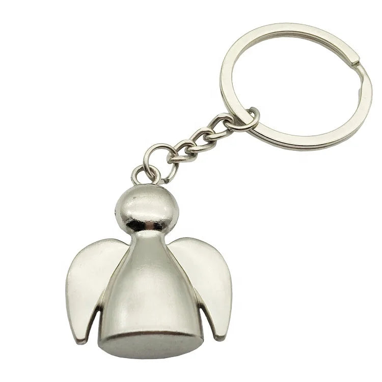 Wholesale Custom Festival Gifts Metal Design Funny Key Ring Zinc Alloy Guardian 3D Angel Key Chain Can Laser Engraved Logo