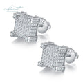 Silver 925 Original Total 3 Carat Brilliant Cut Diamond Test Past Micro D Color Moissanite Square Stud Earrings for Teen Girls