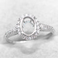 Sterling Silver 6*8mm Semi Mount Ring Empty Frame Blank Support Claw Setting S925 Base Holder Without Center Stone for Inlay DIY