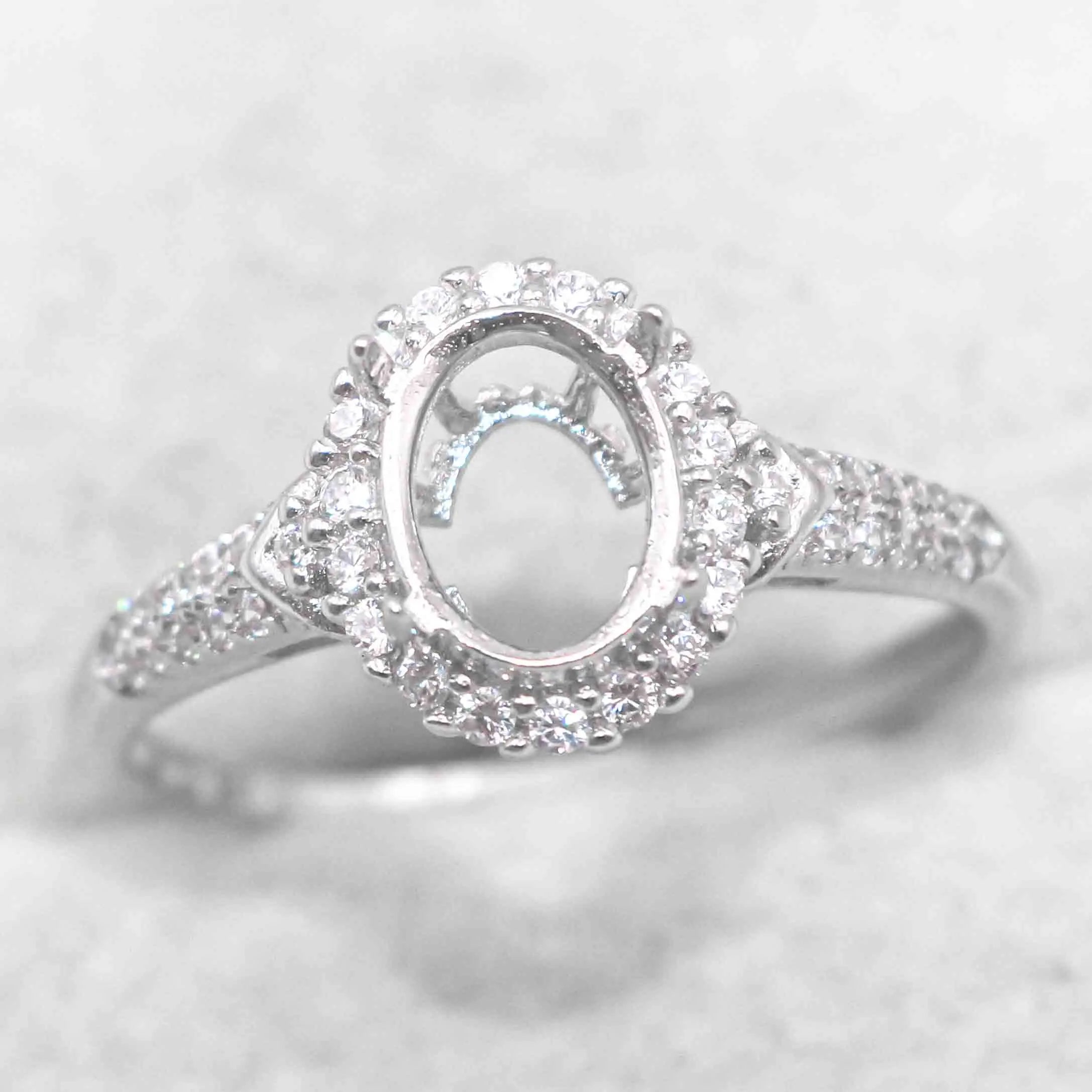 Sterling Silver 6*8mm Semi Mount Ring Empty Frame Blank Support Claw Setting S925 Base Holder Without Center Stone for Inlay DIY