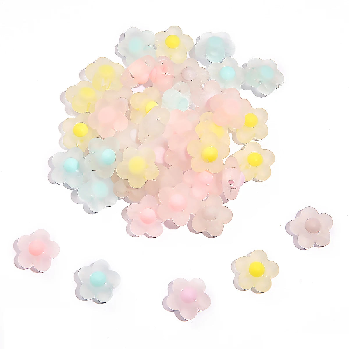 20pcs 17mm Acrylic Spaced Beads Transparent Flower Shape Beads Charm for Jewelry Making DIY Necklace Earrings Accessories