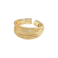 Ins Multilayer Line 925 Sterling Silver Ring 18k Gold Plated Multi-layer Opening Ring for Women Girls