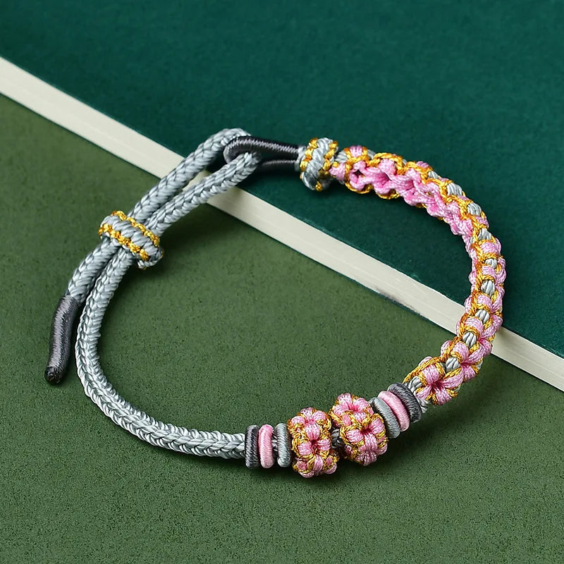Charm Red Rope Woven DIY Bracelet Semi-Finished Can Wear Lucky Beads Hand Woven Bracelet for Women