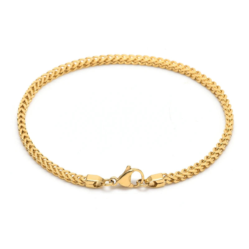 Dainty Gold Stainless Steel 18K Italian Gold Franco Chain Design Bracelet Women Men
