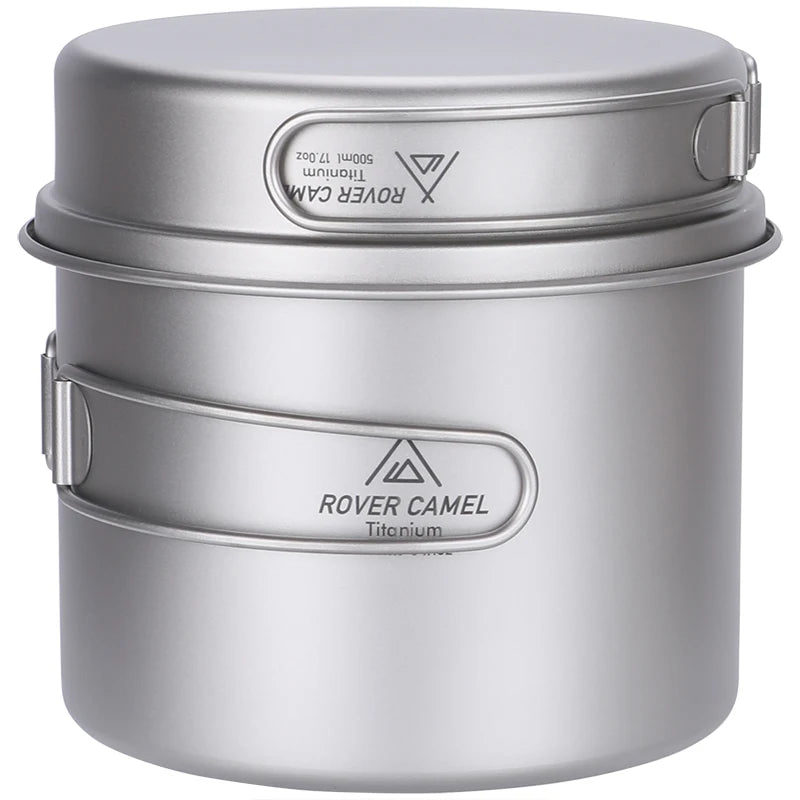 Camping Pure Titanium Pot Set 900 1100ml Ultralight  Outdoor Camping Cookware Foldable Handle  Hanging Pot