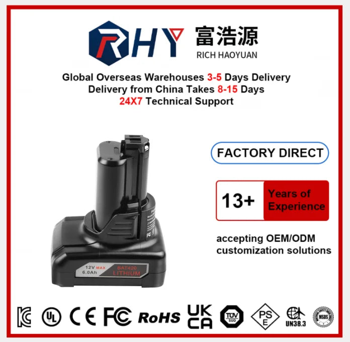 Li-ion Rechargeable for BS BAT412 12v 3000mah Power Tool Battery Combo Kit Replacement Battery Pack Cordless Drill MegaBDM