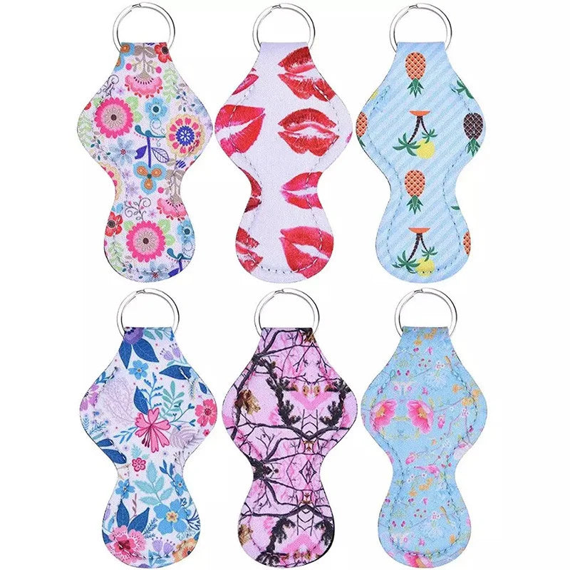 Neoprene Chapstick Holder Keychain Clip-on Sleeve Chapstick Pouch Neoprene Keychains Lipstick Holder