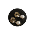 New Fashion Korean White Pearl Drop Earrings for Women 18K Gold Plated Irregular Round Metal Wedding Freshwater Pearl Earrings