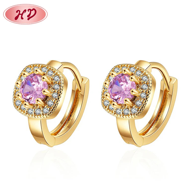 Hengdian 18K Gold Plated Cubic Zirconia Earrings Women Fine Jewelry Good Sale Huggie Earrings Hoop Imitation Gold 2022 for Women