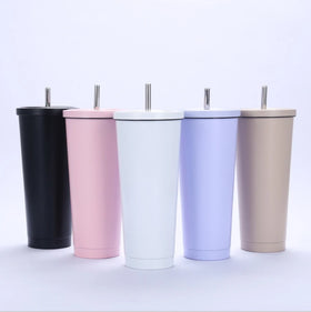 500ML 750ML Double Wall Stainless Steel Tumbler with Steel Straw and Lids Custom logo