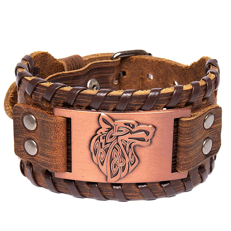Vintage Nordic Scandinavian Talisman Celtic Gothic Viking Bracelet Wolf for Celtic Pagan