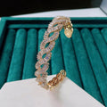 SENYU Luxury Lady Cubic Zirconia Open Bangles Fashion Braided Rope Twine Bangles Exquisite Dubai Jewelry Anniversary Gifts