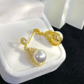 E2109 9-10mm DIY Natural Freshwater Pearl Charm Earrings Mounting Accessory 925 Sterling Silver Gold Plated  Jewelry for Women