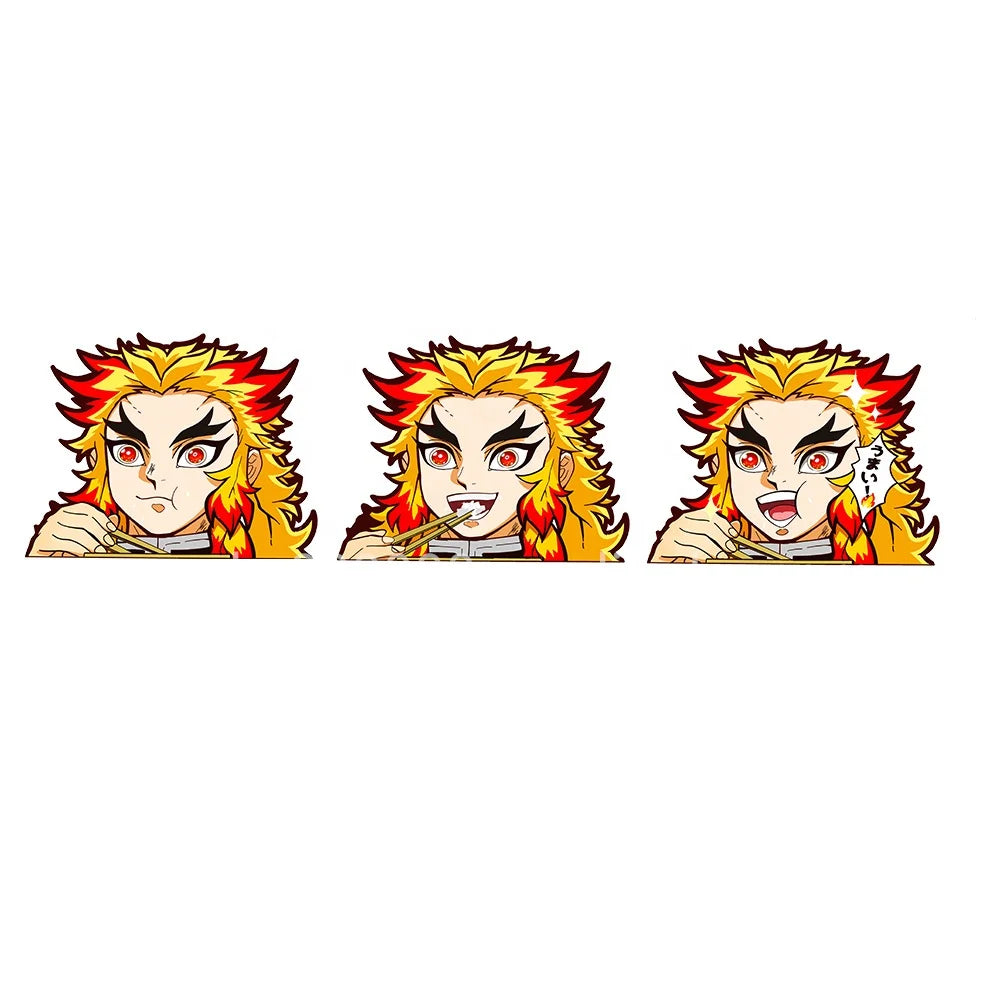 Anime 3D Motion Stickers Adhesive Stickers Rengoku Kyoujurou Lenticular Motion Car Stickers Waterproof