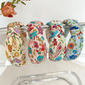 French Floral Simple Print Satin Knotted Fabric Headband Wide Edge Sponge Hair Band for Decoration Spring Style