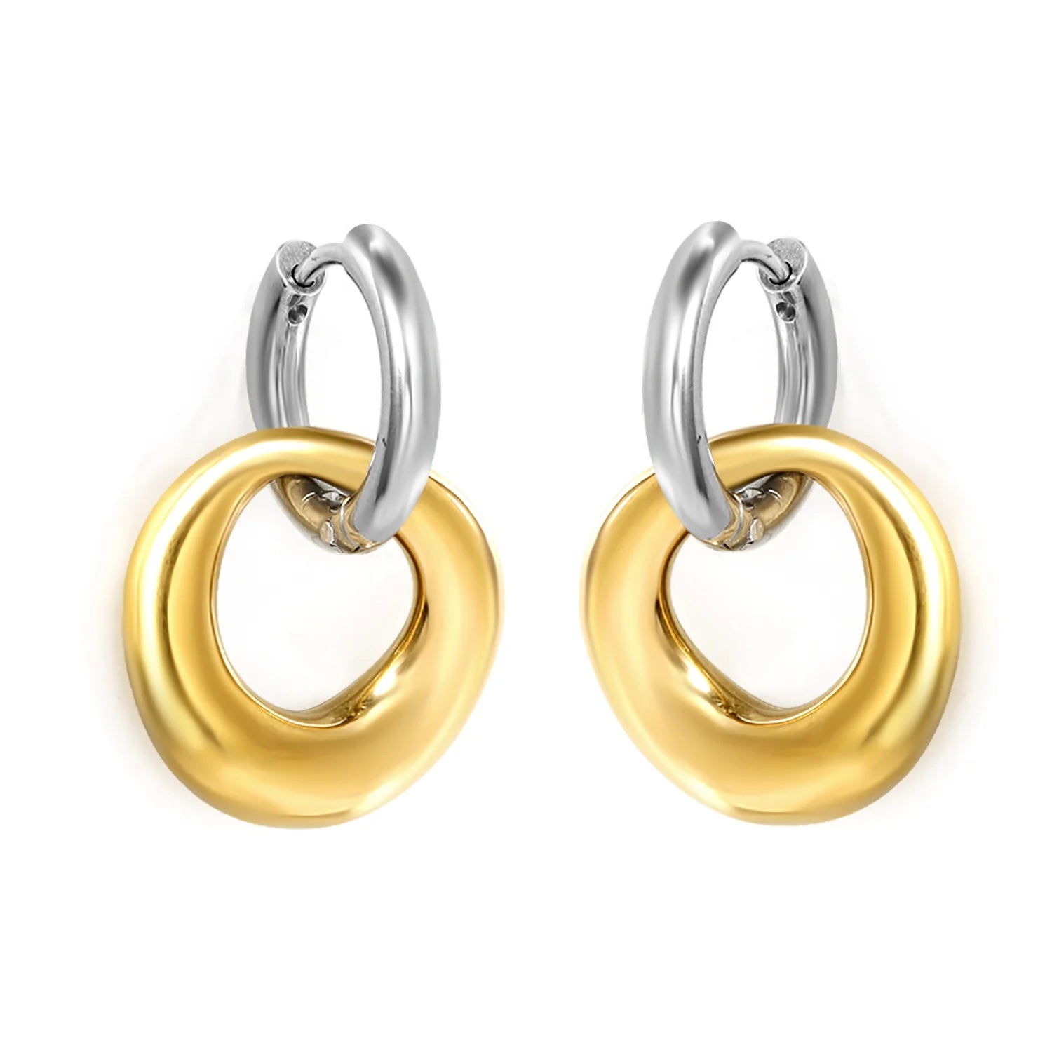 2024 Popular Women Jewelry Stainless Steel Earrings Minimalistic Geometric Colorblocking Dangle Pendant Hoop Earrings for Women