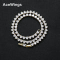 BC122  6mm 16" 18" 20"  Heart Tennis Chain Iced Out Brass Prong Setting CZ Necklace Cubic Zircon Bling Bling Jewelry