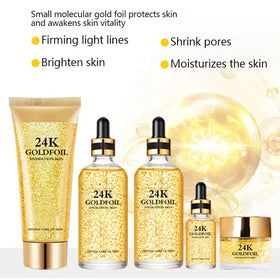 OEM Face Skin Care Set for Sensitive Skin with 24K Gold Lightening Cream Anti-Wrinkle & Moisturizer-Private Label Customizable
