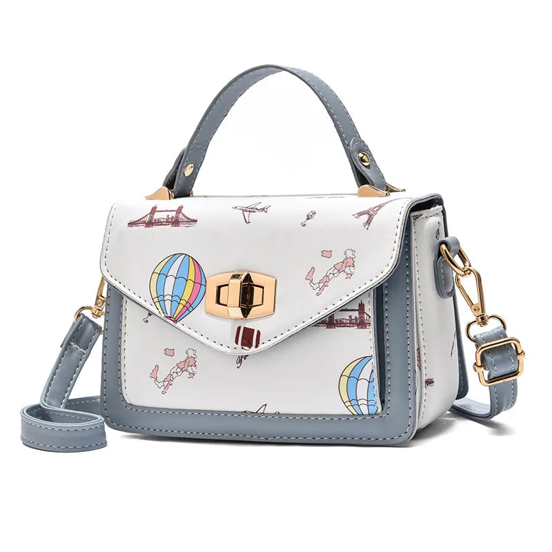 2024 New Customizable Painted Cartoon Pattern PU Leather Graffiti Single Shoulder Bag for Girl