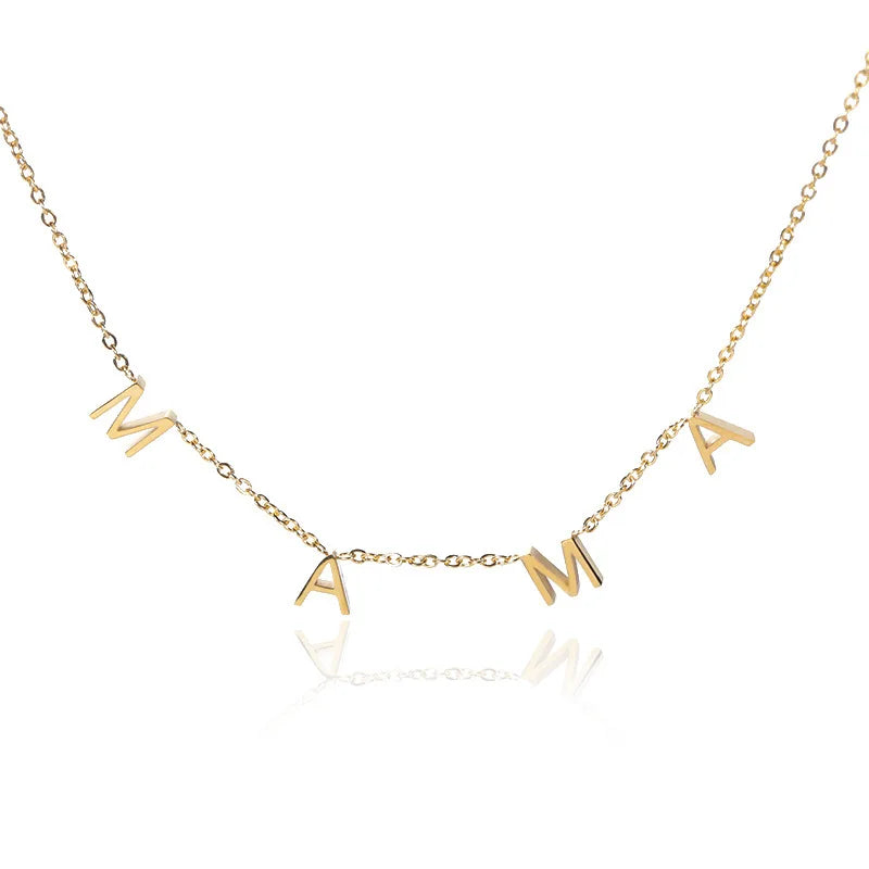 Mama Unisex Stainless Steel Trendy English Alphabet Pendant Necklace Silver Women's Accessories Third Party Appraisal Perfect