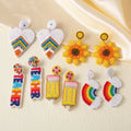 ASJEWELRY Handmade Beaded Teacher Appreciation Earrings Pencil and Rainbow Statement Jewelry Gift for Her 2604 Ersa078