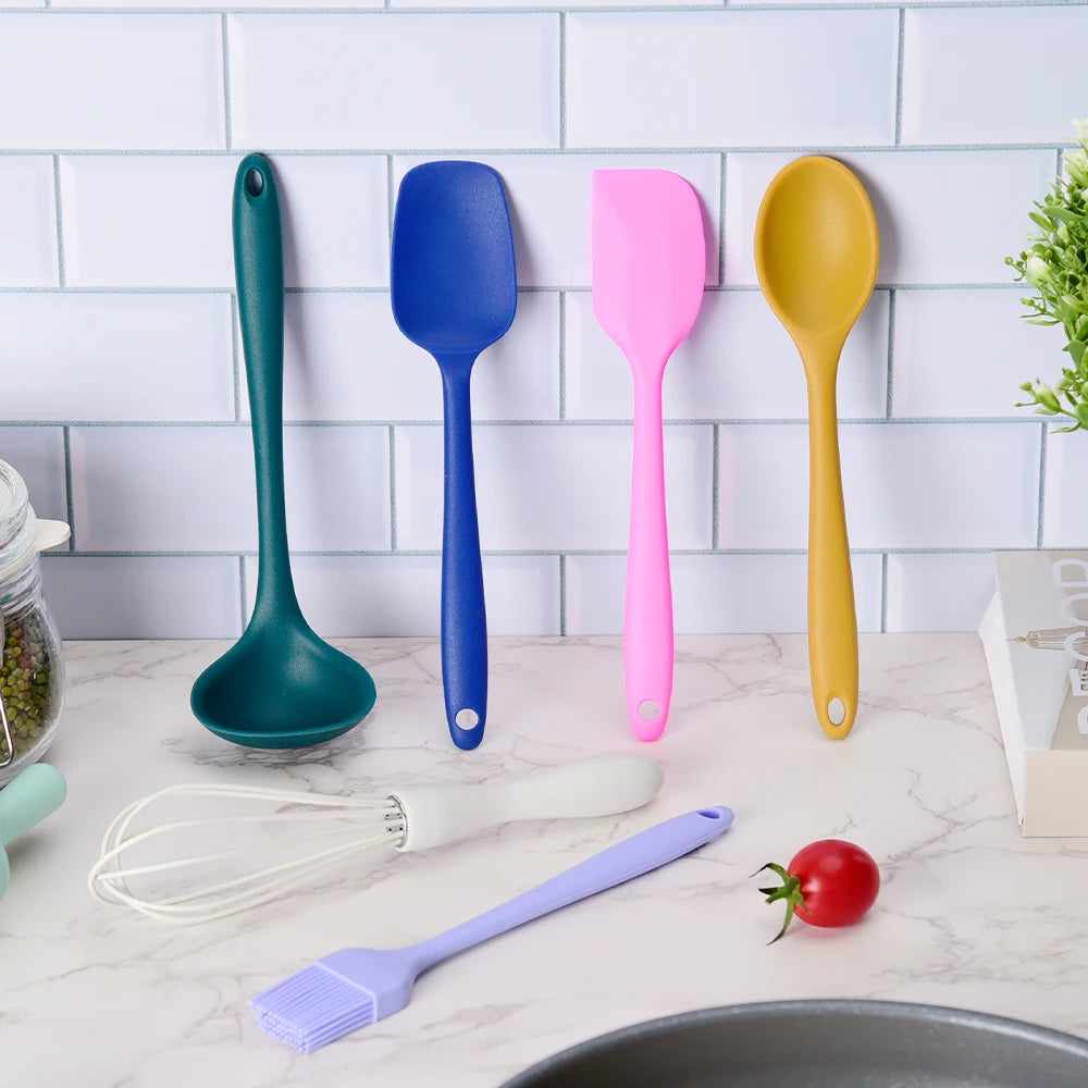 Heat-Resistant Non-stick Silicone Turner Spatula Spoon Cooking BPA Free Silicone Kitchen Cooking Utensils Set