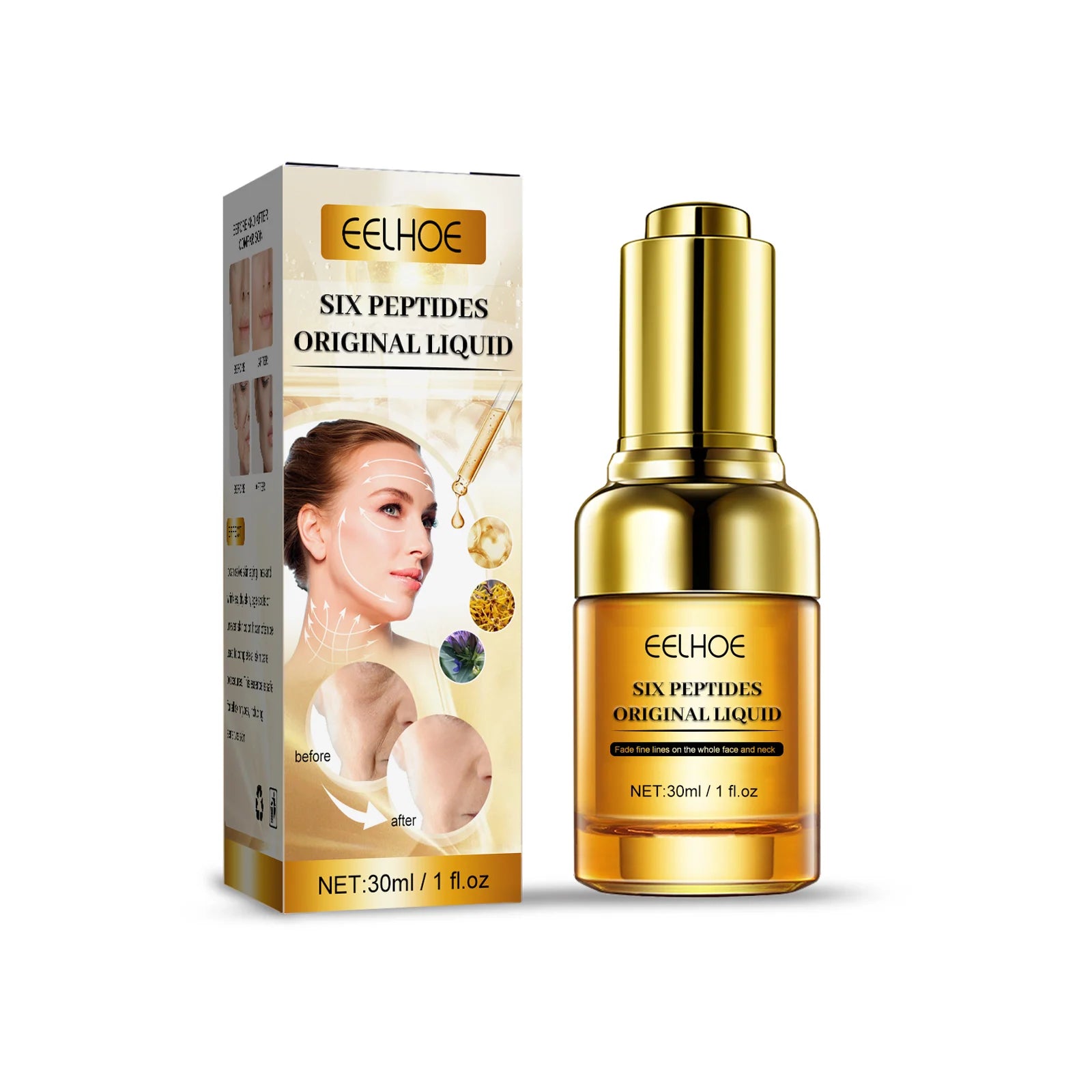 Eelhoe Hexapeptide Essence Anti-Wrinkle Firming Hyaluronic Acid Facial Serum Hydrating and Moisturizing Facial Serum