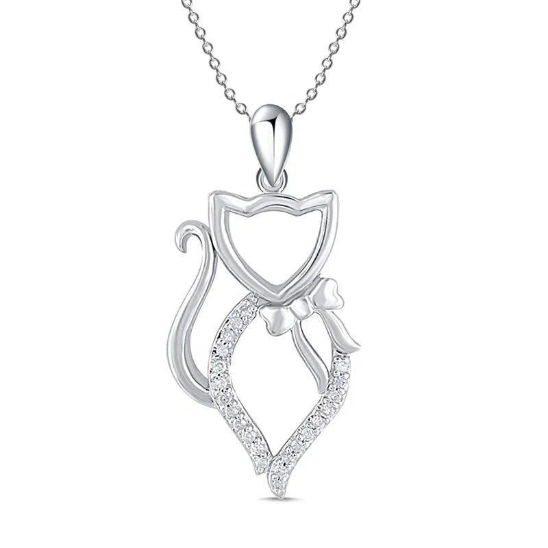 GP80 Fashion Grace Cat Simple Personality 925 Sterling Silver Summer Jewelry Cute Animal Walking Cat Pendant for Necklaces