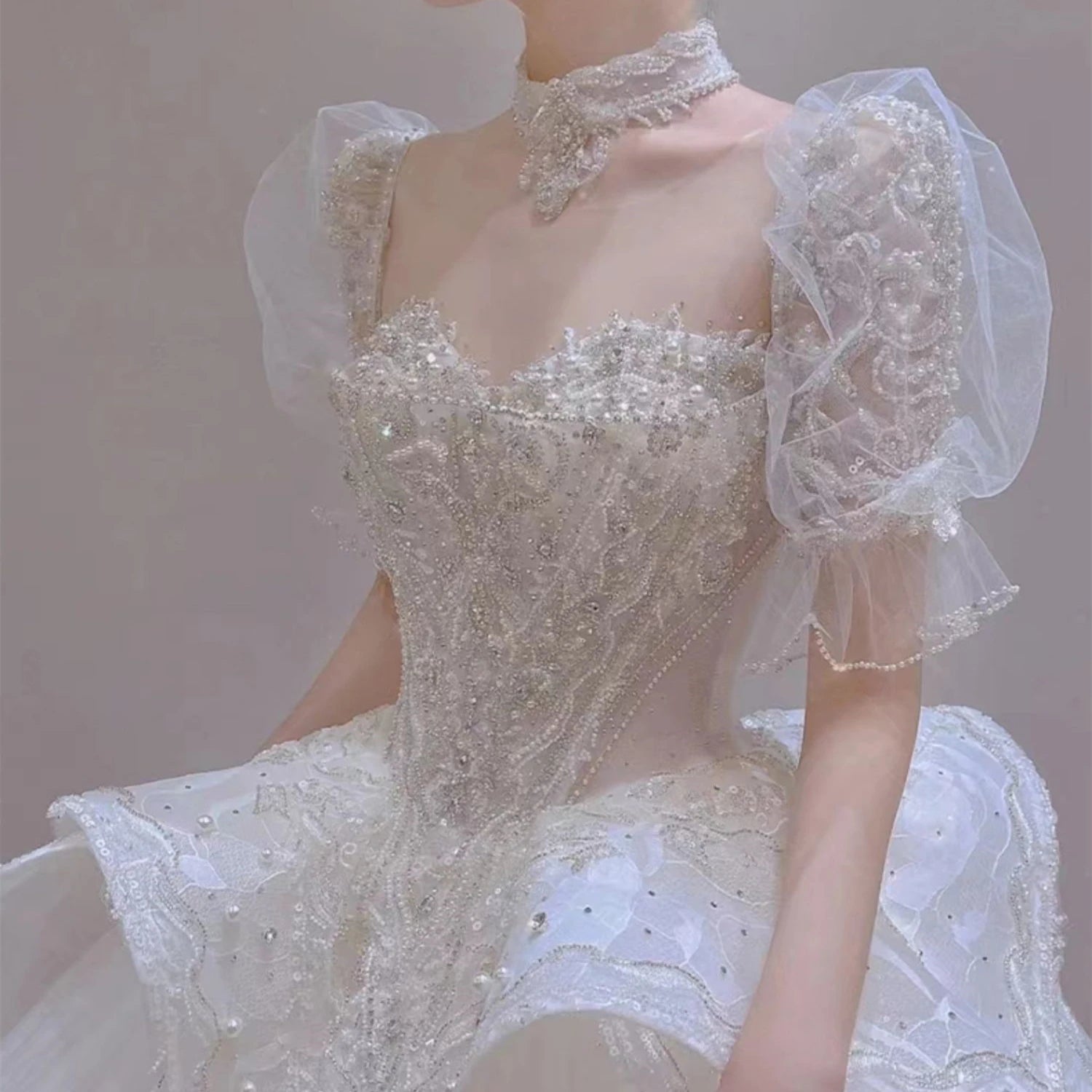 AL1328 Princess Wedding Dress 2025 New Bride Big Train Super Heavy Industry Dress Senior Texture Luxury Lace Wedding Dress