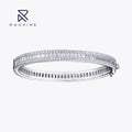 Rochime Trendy Full Circle square T Zircon Diamond Bangle 925 Sterling Silver Ring Bracelet Set Jewelry