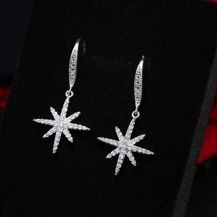 Factory Wholesale 925 Silver Platinum Plated Drop Earrings for Women Fashion Gift Party Wedding Long Classic Shiny Zircons