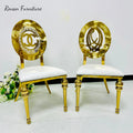 Wholesale Price Export Luxury Hotel High Back Stainless Steel Dining Chair Gold Plating for Events