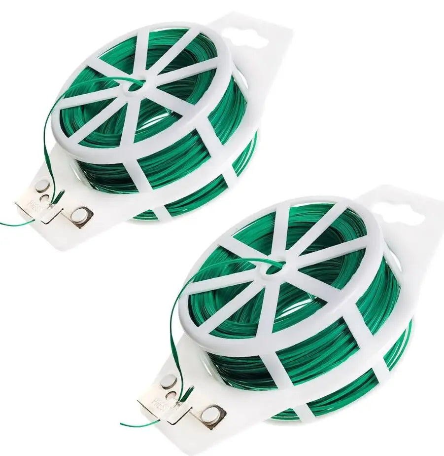 Garden Twist Tie Wire Cable Green Gardening Wire Twist Tie With Cutter 100M