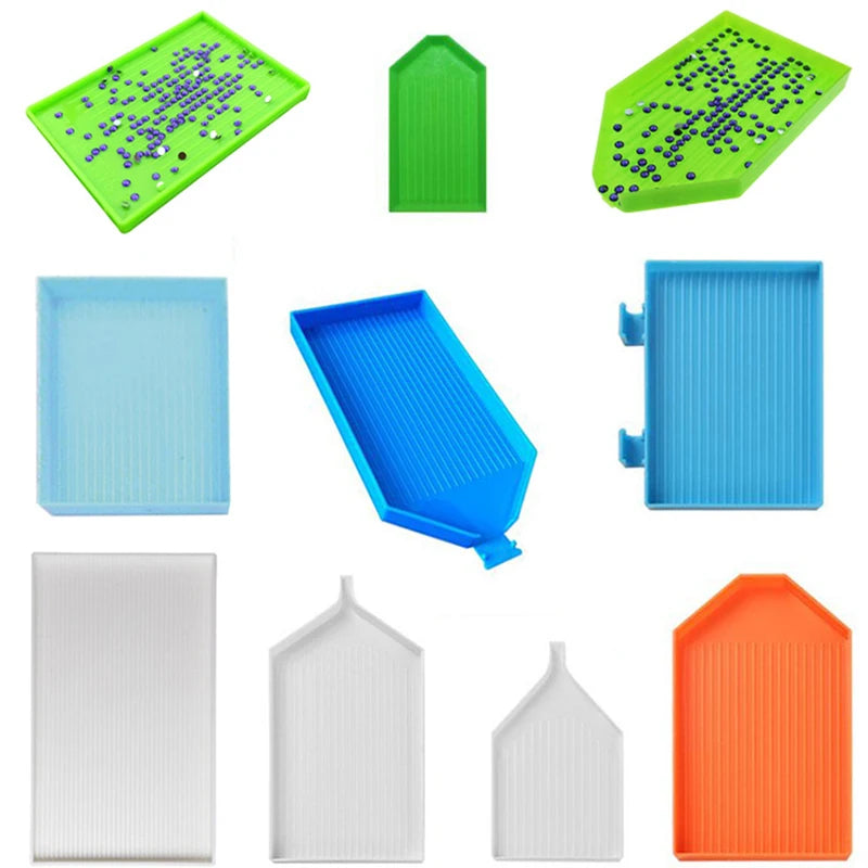 Various Shape Diamond Painting Tray Plate Embroidery Tool with Point Drill Accessory for Rhinestones