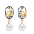 S925 Silver Needle New Chinese Style Design Natural Freshwater Pearl Earrings