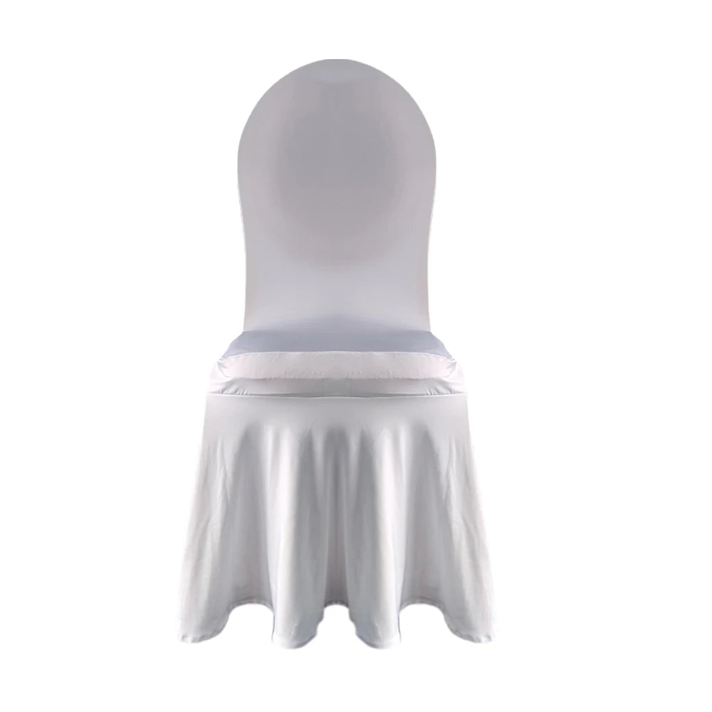 White Wedding Spandex Chair Cover Banquet Chair Cover with Skirt